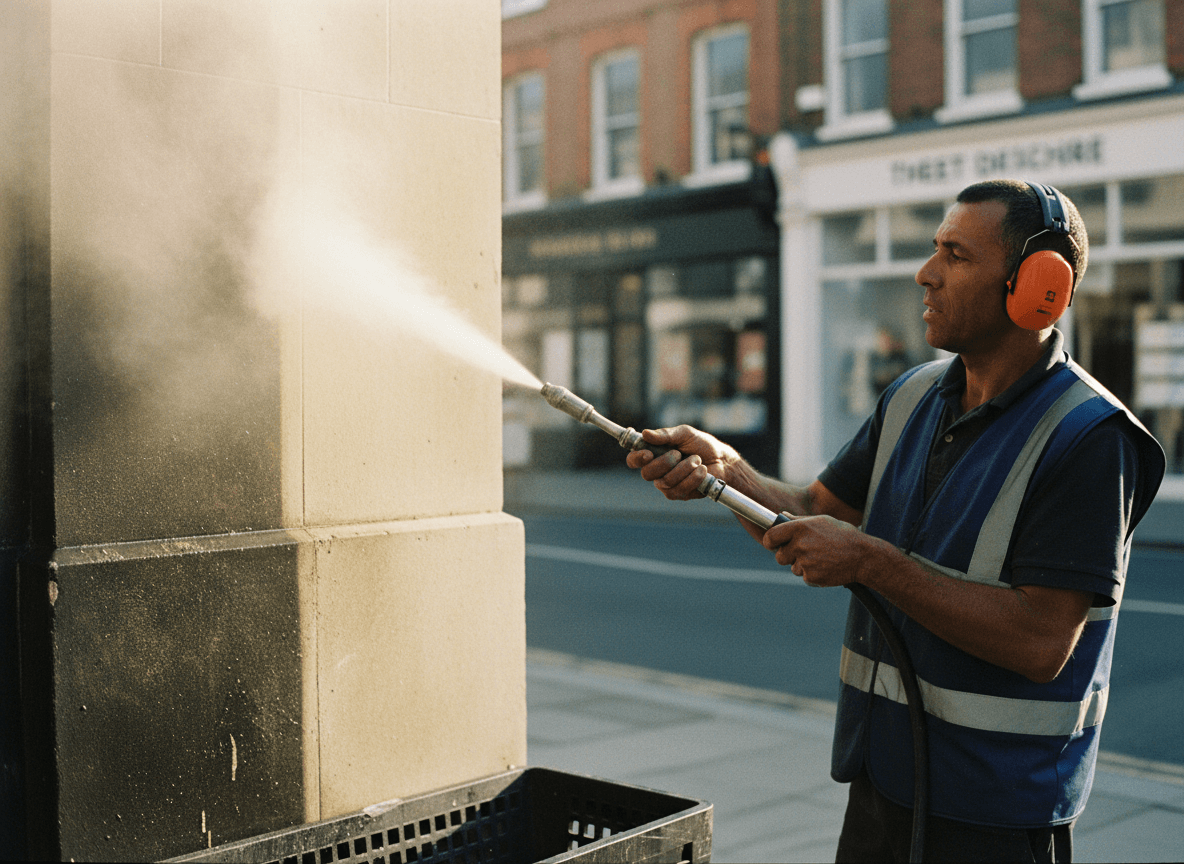 DOFF steam cleaning of an external facade