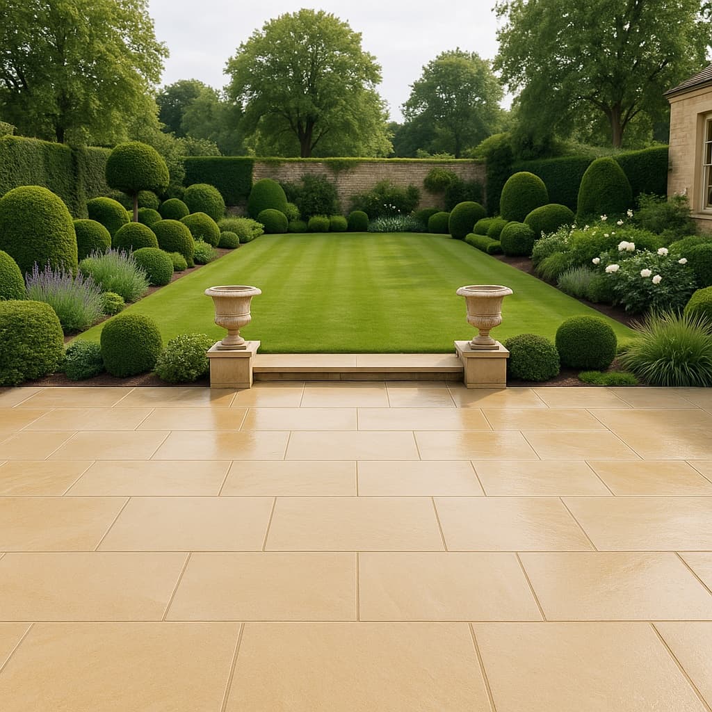 Clean patio paving after pressure washing